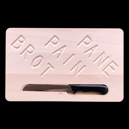 Brotbrett 'BROT PAIN PANE' mit Brotmesser